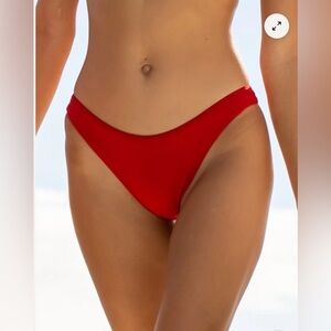 New Victoria's Secret Bold Red Scrunch Cheeky Bikini Bottoms Size Large